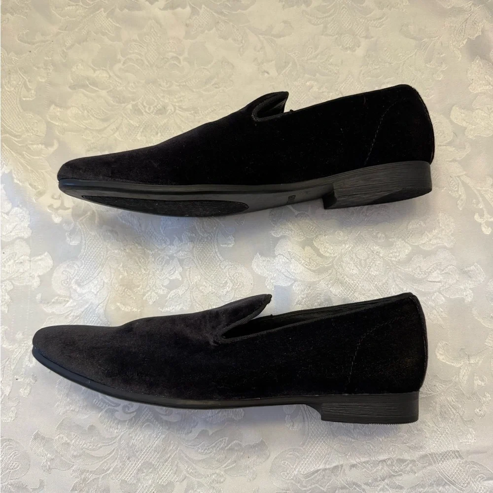 Steve Madden Men’s 8‎ Laight black velvet loafer smoking slipper shoe sleek